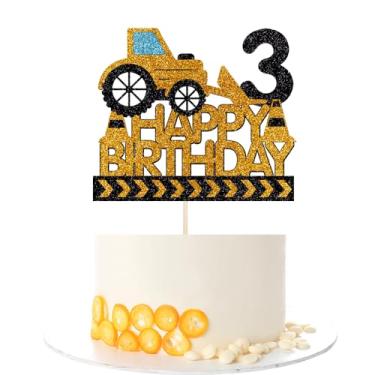 Imagem de Kaoenla Construction Excavator Happy 3rd Birthday Cake Topper, Excavator Bulldozer Theme, Kids Boys Girls 3rd Birthday Party Supplies Decor (3rd, Excavator)
