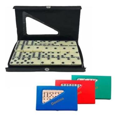 Imagem de Dominó profissional de osso - estojo com 28 peças dominó