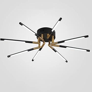 Imagem de Lustre de 8 cabeças LED Luzes de teto de silicone, Lustres de quarto modernos, Luzes de teto Luzes de teto embutidas pretas e douradas, Lustres industriais compatíveis com sala de jantar, sa