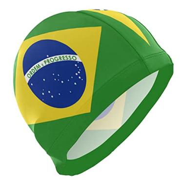 Imagem de Dallonan Touca de natação com bandeira do Brasil unissex adulto poliéster