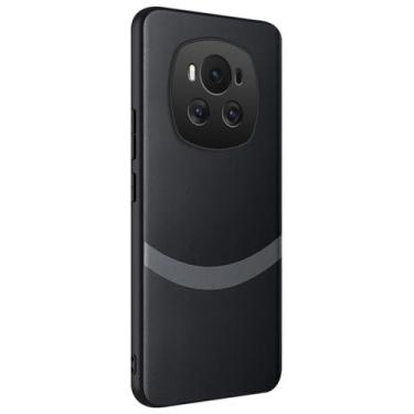 Imagem de HAO RIYLN Capa de couro para Honor Magic 6 Pro/6, capa de proteção de lente com tudo incluído, ultrafina, à prova de choque, capa de telefone minimalista, cinza, 6Pro