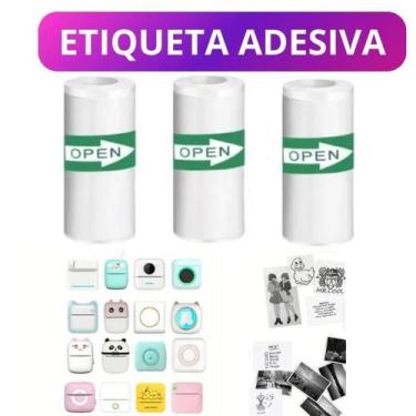 Imagem de 3 rolos etiqueta adesiva para impressora gatinho - Xd Mega, Branco