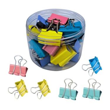 Imagem de Kit 40 Clips Borboleta Prendedor Grampo Mola De Papel 19mm - Darujo, S