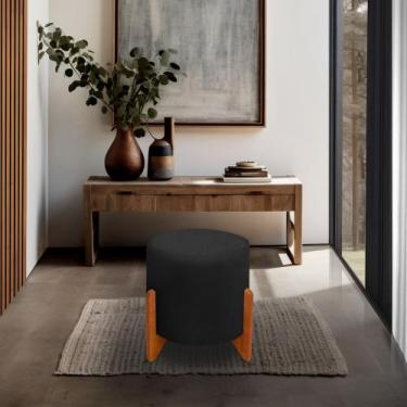 Imagem de Banqueta Puff Thor Luxo Madeira Maciça - ME ecommerce, preto