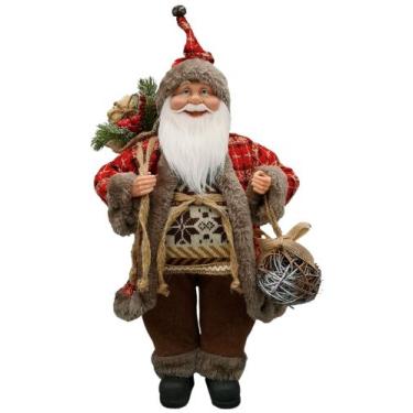 Imagem de Papai Noel Médio Country Marrom/Vermelho Rústico 50cm - Zona Livre