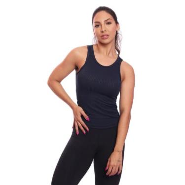 Imagem de Regata Nadador Canelada Feminina Lisa Blusa Blusinha Básica Treino Aca