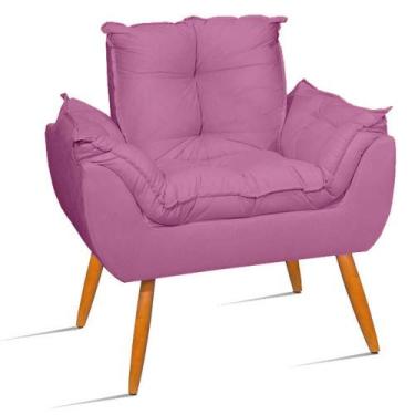 Imagem de Poltrona Opala para Recepção Atendimento Pés Madeira Rosa - Will Decor