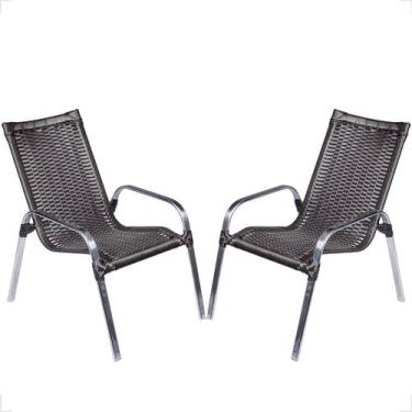 Imagem de Kit 2 Cadeiras De Alumínio Para Área Externa Fortaleza Fibra Sintética