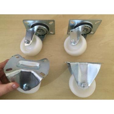 Imagem de Kit 20 Rodizio Nylon 3pol. Placa Chapa (10 Girat + 10 Fixo) - RODILINE