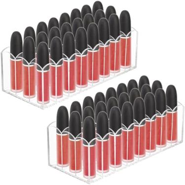 Imagem de Organizador de suporte de brilho labial Hedume para lábios, 24 espaços, organizador de brilho labial acrílico e suporte de maquiagem de beleza, estojo de exibição de brilho labial para produtos de lábios altos/batons