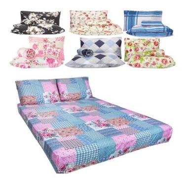 Imagem de Kit 5 Lençóis Casal Elástico + 10 Fronhas Cama Box Padrão - CeciCasa