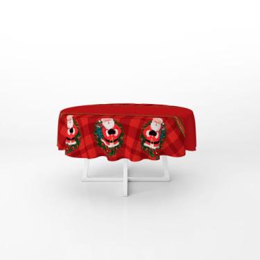 Imagem de Toalha De Mesa Redonda Natalina Xadrez Noel 146x146cm - PRESENTE-BRIND