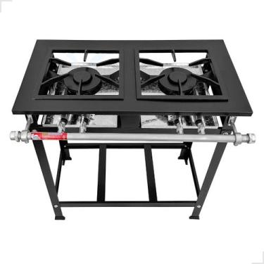 Imagem de Fogão Industrial 2 Bocas Duplas Baixa Pressão 30x30 Cozinha Gourmet