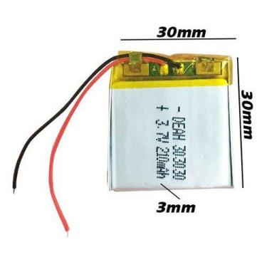 Imagem de (1pc) Pilha Bateria 3.7v 210 Mah 3mm X 30mm X 30mm 2 Fios - KMIG
