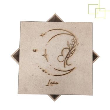 Imagem de Caixa Presente em MDF Horoscopo Zodíaco Signo de Leão 12x12x5 - Expres