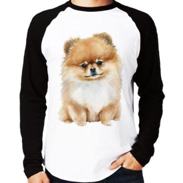 Imagem de Camiseta Raglan Cachorro Spitz Alemão Lulu da pomerânia Manga Longa - 