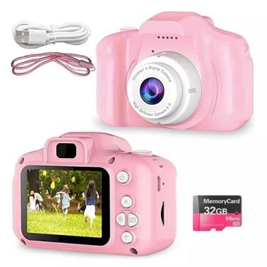 Imagem de Câmera Infantil 32GB Mini Efeitos Fotos Voz Recarregável Com Capa Foto