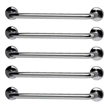 Imagem de Barra de Apoio 40cm Alça Inox Kit 5 Unidades Idoso Deficiente Cadeiran