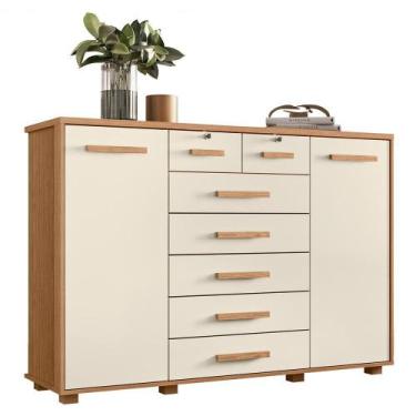 Imagem de Cômoda Fontana 2 Portas e 7 Gavetas - Móveis Albatroz, Freijó/Off Whit
