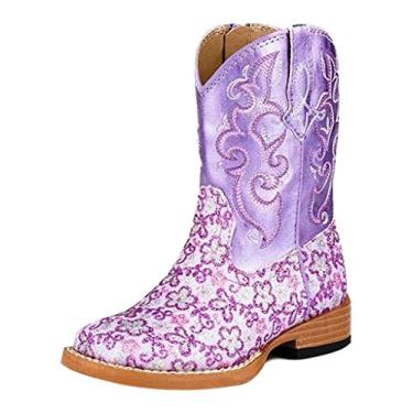 Imagem de ROPER Tin Haul Bota infantil infantil para meninas lavanda com glitter floral bico quadrado cano médio - roxo, Roxa, 18