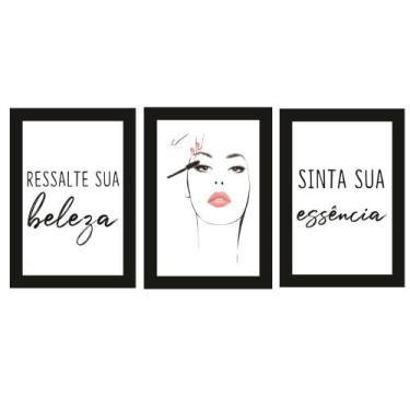 Imagem de Quadros Cílios Salão Beleza Decoração Kit 3 Peças 20x28cm - CAMALEÃO D
