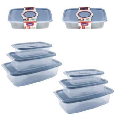 Imagem de Conjunto 6 Potes 520 Ml 1,2 L 2,7 L Alimentos Comida Marmita - Plasúti