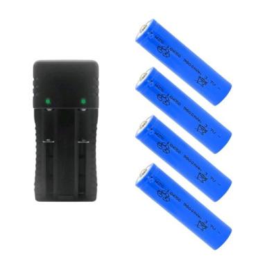 Imagem de Kit 1 Carregador De Bateria Duplo 2 Slot 14500 Mais 4 Baterias De Gran