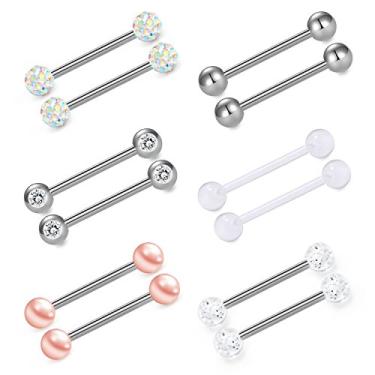 Imagem de VCMART Piercing corporal de aço cirúrgico de 12 mm-18 mm 14G, Metal