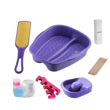 Imagem de Kit Manicure Pedicure Palito Tigela mão Bacia Pés Lixa Separador Porta
