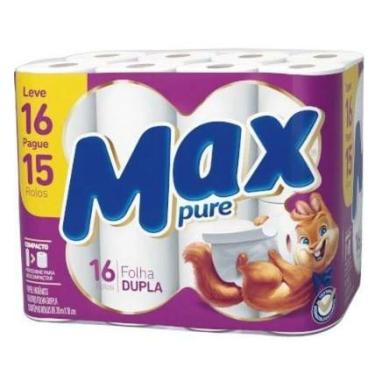 Imagem de Papel Higiênico MAX PURE Folhas Duplas 30m Neutro 16un (Leve 16 Pague 