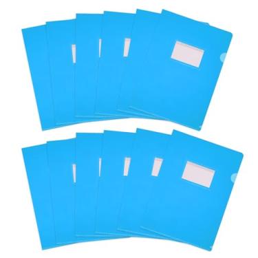 Imagem de PATIKIL Pacote com 12 pastas de plástico tipo L, pastas transparentes tamanho carta para documentos, capas de papel, pasta de projeto com bolso para escritório em casa, azul claro