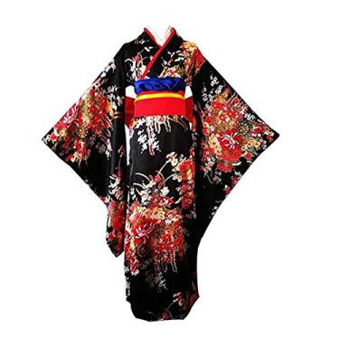 Imagem de Japanese Kimono Lolita Maid For Enma-Ai Hell Girl Outfit Anime Cosplay Costume Dress Robe Sweet Floral (XXX-Large, Red+Black)