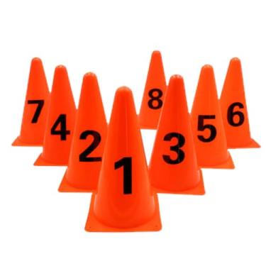 Imagem de ASENVER Cones de trânsito de plástico de 23 cm para treinamento esportivo com 8 cones de sinalização de agilidade com números