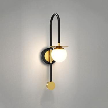 Imagem de Luminária de parede moderna em formato de globo, luminária de parede LED de meados do século, arandela em formato de bola de feijão mágico para restaurante, sala de estar, escadas, decoração