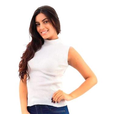 Imagem de Blusa Feminina Regata Tricot Top Gola Alta Social Elegante - Swiss Bou