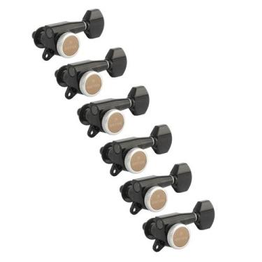 Imagem de Afinadores de guitarra Gotoh Magnum Lock-Trad 6 em linha pretos SG381