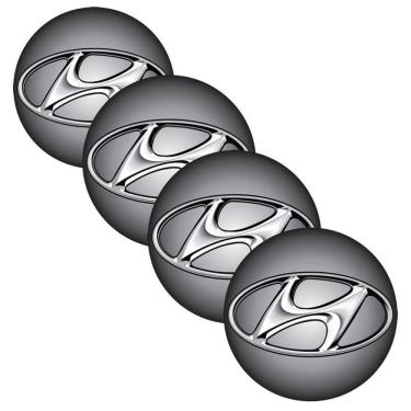 Imagem de Kit Emblema Calota Resinado 4 Unidades Hyundai 48Mm Degrade