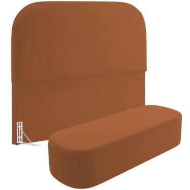 Imagem de Cabeceira Cama Box King 195cm Lanna Com Puff Recamier Doha W01 Bouclê Terracota - Lyam...