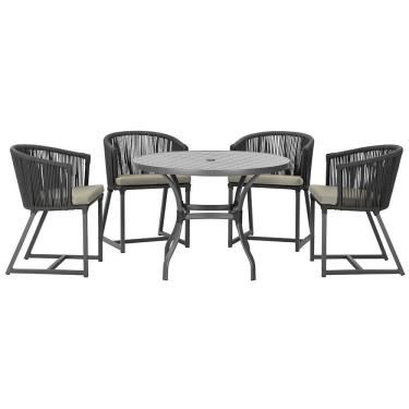 Imagem de Mesa com 4 Cadeiras de Jantar Roma 100cm e Noronha em Aluminío
