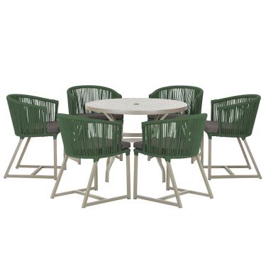 Imagem de Mesa com 6 Cadeiras de Jantar Roma 120cm e Noronha em Alumínio