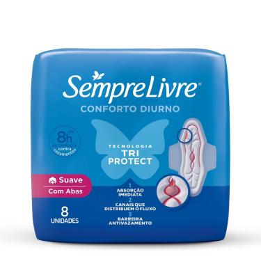 Imagem de Absorvente Sempre Livre Tri Protect Suave Com Abas 8 Unidades