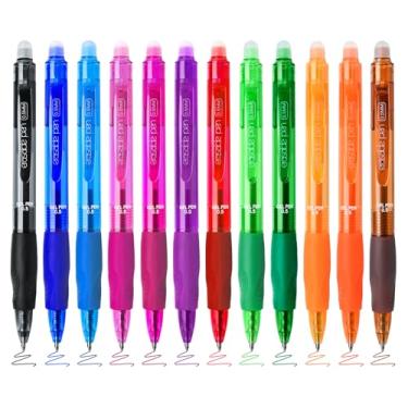 Imagem de BAYTORY 12 canetas de gel apagáveis coloridas, ponta fina de 0,5 mm, canetas de tinta de cores sortidas, escrita confortável de usar para marcar palavras cruzadas (multicoloridas)