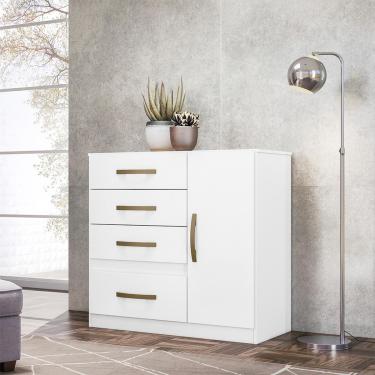 Imagem de Cômoda Sapateira com 4 Gavetas 1 Porta 98x100cm Vênus Moval Cor:Branco Flex