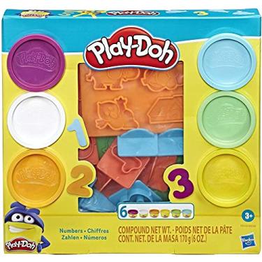 Imagem de Play-Doh Massinha de Modelar Infantil, conjunto Números, kit com moldes e 6 potes de massinha colorida, brinquedos para o Dia das Crianças, para crianças a partir de 3 anos