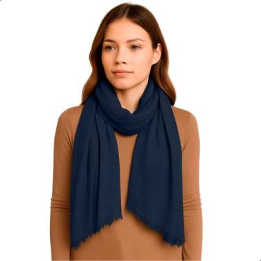 Imagem de Cachecol Feminino Pashmina Xale Tipo Manta Toque Macio Com Franjas 175