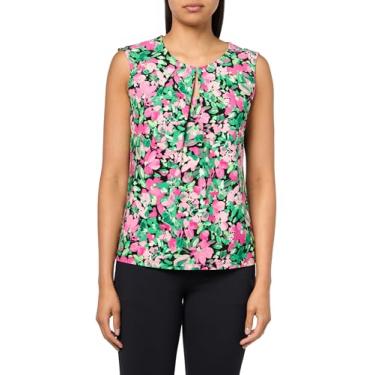 Imagem de Kasper Abertura feminina pequena estampada Ity ombro estendido Ca, Preto Multi, G