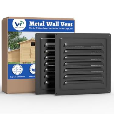 Imagem de Wintcomfort Ventilação de parede de metal para galinheiro, 2 unidades de ventilação de galpão de metal de 25,4 x 25,4 cm com tela integrada para antidetritos, grade de ventilação para galinheiro