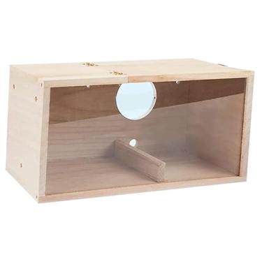 Imagem de IEUDNS Casa de madeira para pássaros, caixa para chapins, poleiro multifuncional para descanso, caixa para de periquito para árvores, pátio, quintal, Abertura à Direita