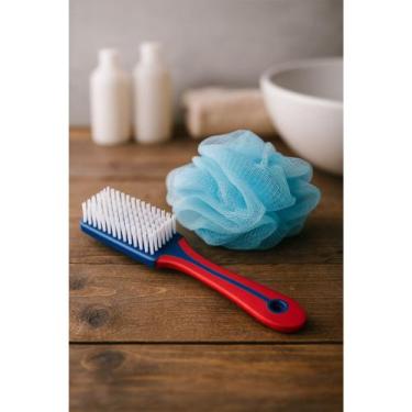 Imagem de Kit Escova com Cabo + Esponja Bucha Para Banho Colorida - JW SHOP