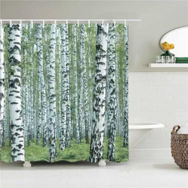 Imagem de Natureza Floresta Cortina de Chuveiro Tela de Banheiro Árvores Cenário Cortinas Poliéster Tecido Decoração de Casa Cortinas de Banho,SK5859,L90xA180cm